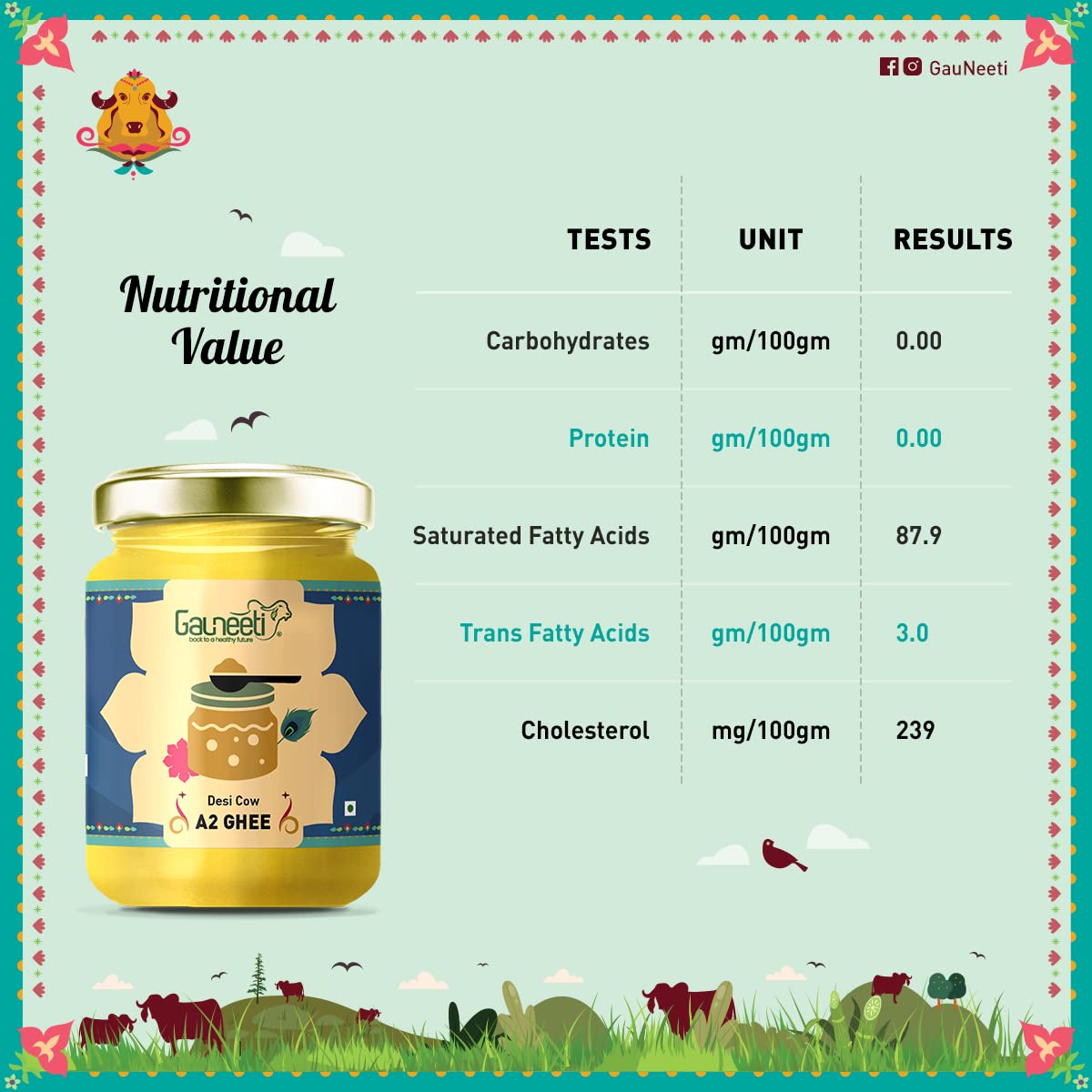 Organic Natural Desi Cow A2 Ghee By Gauneeti | Good Source Of Healthy Desi Cow Ghee Perfect For Nourishes Skin & Eyes | (500ml) 16.9 Ounce | Jar Pack Organic Natural Desi Cow A2 Ghee By Gauneeti | Good Source Of Healthy Desi Cow Ghee Perfect For Nourishes Skin & Eyes | (500ml) 16.9 Ounce | Jar Pack
