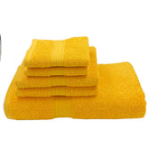 Patpug 100% Indian Cotton Plush Towel Set 1200 Gsm | Highly Absorbent, Fade Resistant, Quick Drying (Sunrise Yellow) - 5 Piece