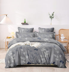 Double Bedsheet For King Size With 2 Matching Pillow Covers - 108 X 108 Inches, Grey | Glace Cotton Printed Bedsheet Lightweight, Soft & Smooth - Ideal For Home, Guest House