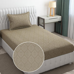 Soft Microfiber Single Bedsheet With 1 Pillow Covers - 60 X 90 Inches, Dark Beige | Wrinkle Free Design & Easy To Wash | Refreshing Your Bedroom Look