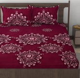 Double Bedsheet For Queen Size With Tow Pillow Cover - 72 X 72 Inches, Maroon | All Around Elastic Fitted Breathable & Durable, Soft Touch & Perfect For All Seasons