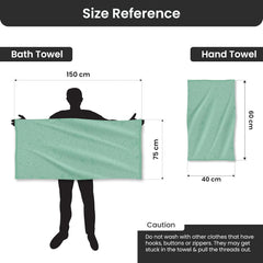 Bathriene 100% Bamboo Large Size Bath Towel 1200 Gsm | Luxury Bath Towel Highly Absorbent, Ultra Soft & Anti Microbial (Garden Green) - Pack Of 2