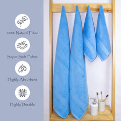 Rangoli 100% Cotton Fibre 2 Bath & 2 Hand Towel 1400 Gsm | Highly Durable & Super Absorbent Towel | Skin-Friendly & Quick Drying Luxury Towels (Sky Blue) - Pack Of 4