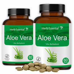 Herb Essential Aloevera Tablet, 500mg, Rejuvenate Skin & Hair, Made With 100% Pure Herb Extracts | 60 Tablets, 100gm 0.2lbs, Each Pack Of 2