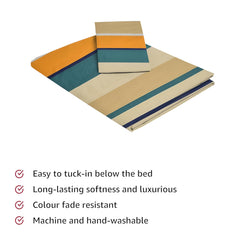 Single Bedsheet With 1 Pillow Covers - 60 X 90 Inches, Beige & Green | Soft Wrinkle Free Breathable Easy Care | 210 Thread Count