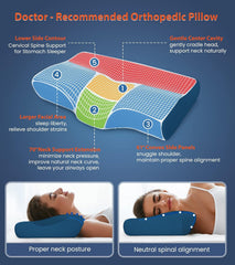 Premium Orthopedic Cool Gel Memory Foam Pillow For Neck Pain Relief, Model - Butterfly | For Head & Shoulder Pain Relief, Use For Head, Back, Neck | Comfortable Pillow - Pack Of 1