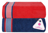 Casa Copenhagen Germany Design 100% Cotton 2 Pieces Large Bath Towel 850 Gsm (American Blue & American Red)