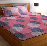 100% Cotton Double Bedsheet Queen Size With 2 Pillow Covers - 90 X 90 Inches, Light Pink | Super Soft Glace Cotton - Breathable & Wrinkle Free Bedsheet