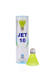 Vicky Jet 10 Nylon Badminton Shuttlecock Yellow | Pack Of 10 , Speed - Medium