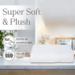 100% Cotton Large Size Bath Towel 500 Gsm | Soft & Absorbent Quick Dry & Durable Bath Towel (White)