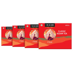 TE-A-ME Classic Assam Rise Tea - Pack Of 4 X 100 Tea Bags | Full-Bodied Taste, Rich & Bold Flavor