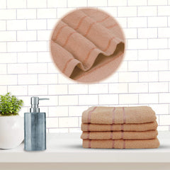 Sassoon Melrose 100% Cotton Hand Towel 800 Gsm | Highly Absorbent, Soft Material Perfect For Daily Use (Clay) -4 Piece