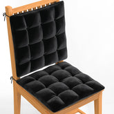 Square Chair Pads Cushion, For Comfortable Sitting, Black Color - 40 X 40 Cm | Seat Cushions With Ties For Sitting, Pooja, Dining & Office Table | Furniture Cushion, Washable - Pack Of 2