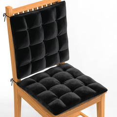 Square Chair Pads Cushion, For Comfortable Sitting, Black Color - 40 X 40 Cm | Seat Cushions With Ties For Sitting, Pooja, Dining & Office Table | Furniture Cushion, Washable - Pack Of 2