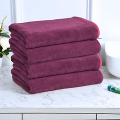 Black Gold The Finer Touch Premium Microfiber Bath Towels 1600 Gsm | Lightweight Ultra-Soft Fade Resistant (Purple) - 4 Pcs