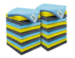 Softspun Microfiber Cleaning Cloths 220 Gsm | Highly Absorbent Lint & Streak Free Multi -Purpose Wash Cloth For Kitchen Window Stainless Steel Silverware (24 Pcs)- Multicolor
