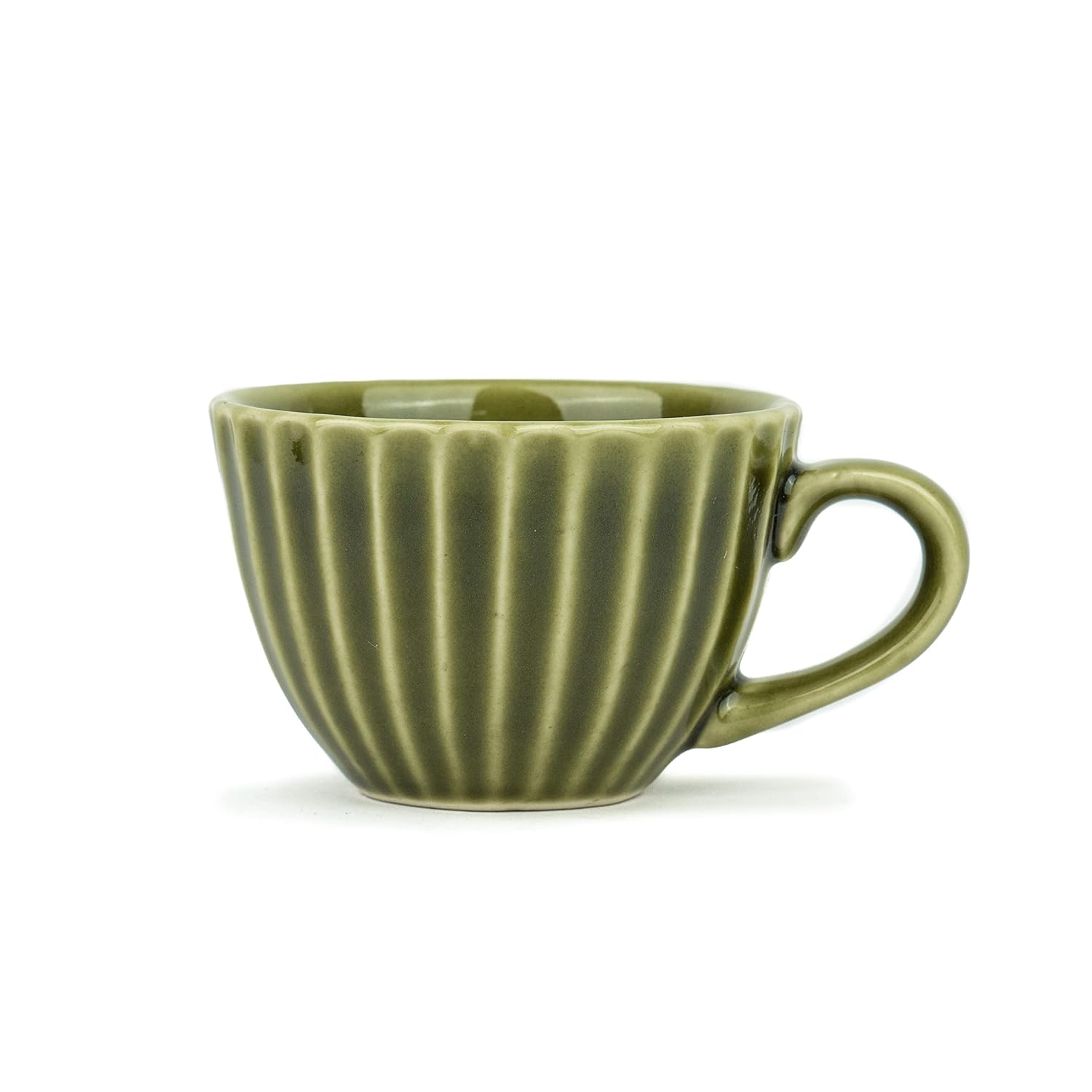 Ceramic Tea Cup Set Of 6 - Mehndi Green, 200ml Each | 6 Tea Cups With Glossy Finish - Premium Stoneware Tea Set | Ceramic Tea Cup Set - Tea Cups Only | Microwave Safe & Dishwasher Safe Ceramic Tea Cup Set Of 6 - Mehndi Green, 200ml Each | 6 Tea Cups With Glossy Finish - Premium Stoneware Tea Set | Ceramic Tea Cup Set - Tea Cups Only | Microwave Safe & Dishwasher Safe