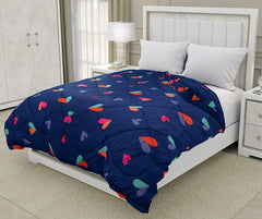 1 Flat Bedsheet For King Size With 2 Pillow Cover + Comforter - 90 X 100 Inch, Dark Blue | Super Soft Glace Cotton - 4 Pcs Bedding Set | Perfect Gifts Set Wedding, Anniversary