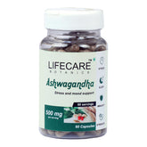 Lifecare Botanics Ashwagandha Capsules 500mg, Stress Reliever, Mood Enhancer, Strength Builder, Immunity Booster | 60 Veg Capsules 100gm 0.2lbs