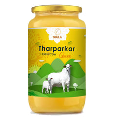 Premium A2 Desi Tharparkar Cow Ghee By Sujla | Naturally Rich Taste & Aroma Desi Pure Ghee Perfect For Frying | (1 Litr) 33.8 Ounce | Jar Pack