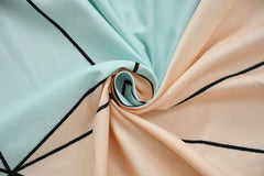 Elastic Fitted Printed King Size Double Bedsheet With 2 Pillow Cover | 72 X 78 X 6 Inches, Peach & Green | 100% Pure Super Soft Glace Cotton With 210 Thread Count