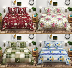 4 Double Bed Bedsheets With 8 Pillow Covers - 86 X 90 Inches, Multicolor | Soft Brushed Microfiber - Long Lasting & Wrinkle Free | Soft & Luxury Bed Sheet