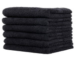 Rushant 100% Combed Cotton Hand Towels 900 Gsm | Ultra Soft, Quick Dry & Super Absorbent For Home, Gym & Travel (Black) - Set Of 6