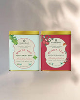 Makaibari Holiday Edition - Peppermint Bark White Tea 25gm, 0.9 Ounce + Apple Cinnamon Black Tea 50gm, 1.7 Ounce | USDA Certified Premium Loose Leaves Tea - Antioxidants, Immunity Booster