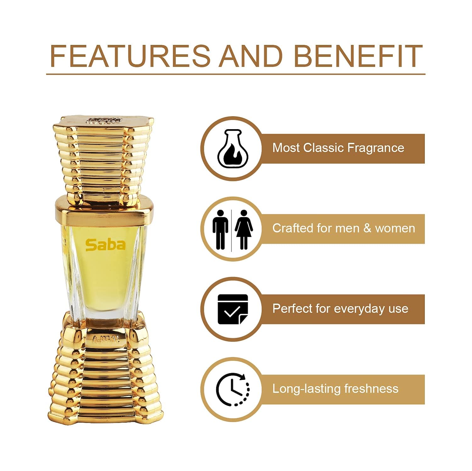 Ajmal Saba Concentrated Attar Perfume Oil 10ml 0.3 Fl.oz. | For Men & Women | Free From Alcohol Ajmal Saba Concentrated Attar Perfume Oil 10ml 0.3 Fl.oz. | For Men & Women | Free From Alcohol