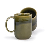 Large Ceramic Coffee Mug Set Of 2 - Mehndi Ombre, 400ml Each | Ceramic Tall Curvy Mug With Glossy Finish - Stoneware Mug For Coffee | Ceramic Coffee Mug - Microwave Safe & Dishwasher Safe