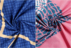 Single Bedsheet Combo Pack Of 2 With 2 Pillow Cover | 60 X 90 Inches, Pink & Blue | Super Soft 100% Glace Cotton Bedsheet With Floral