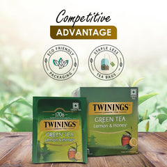 Twinings Lemon & Honey Green Tea - 20gm, 0.7 Ounce, 10 Enveloped Tea Bags | Good Source Of Hydration, Rich In Antioxidants - Caffeine Free Green Tea