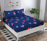 1 Bedsheet For Double Bed With 2 Pillow Covers - 90 X 100 Inches, Blue | Premium Cotton Material Double Bedsheet Queen Size | Skin Friendly & Long Lasting