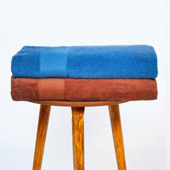 Himeya Bamboo Bath Towel 1000 Gsm | Ultra Absorbent 3x Softer Than Cotton Towels (Leather Brown & Ocean Blue) - Pack Of 2