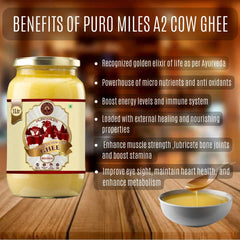 Organic Natural A2 Bilona Cow Desi Ghee By Puro Miles | Natural & Healthy Gir Cow Cultured Desi Ghee Perfect For Overall Health | (200ml) 6.7 Ounce | Jar Pack
