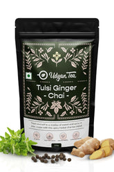 Udyan Tea Tulsi Ginger Chai - 250gm, 8.8 Ounce | Immunity Boosting CTC Black Tea With Tulsi, Ginger & Black Pepper - Ayurvedic Healing Blend For Cold & Cough Relief | High Caffeine
