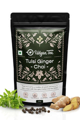 Udyan Tea Tulsi Ginger Chai - 250gm, 8.8 Ounce | Immunity Boosting CTC Black Tea With Tulsi, Ginger & Black Pepper - Ayurvedic Healing Blend For Cold & Cough Relief | High Caffeine