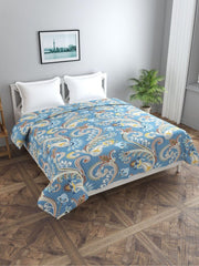 1 Single Glace Cotton Flat Bedsheet With 1 Pillow Cover & Single Comforter - 60 X 90 Inches, Multicolor | Soft & Durable For Everyday Use - All Season Comfort