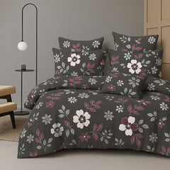 Cotton Queen Size Printed Double Bedsheet With 2 Pillow Covers For Home | 90 X 100 Inches, Black - Beautiful Bedsheet Set | Perfect For Gifting Wedding, Anniversary