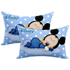 Soft Microfiber Pillow, Small Pillow For Kids, Sky Blue, Size - 12 X 18 Inch | Disney Mickey Print Sleeping Pillow For Kids, Bed Pillow | Suitable For All Sleepers, Multipurpose - Pack Of 2