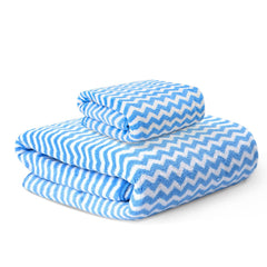 Heart Home Microfiber Bath & Face Towels 700 Gsm | Quick Absorbent Hand Towels For Wash Basin Bathroom & Kitchen Zig Zag (Blue) - Pack Of 2