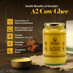 Natural A2 Cow Ghee By Girveda | Natural & Healthy Gir Cow Cultured Desi Ghee Perfect For Glowing Skin | (1 Litre) 33.8 Ounce | Jar Pack