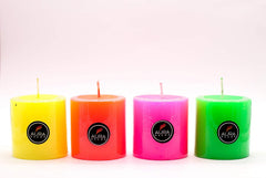 PILLAR CANDLES FLUORESCENT COLOURS CNDLES | BEST FOR DECORATION SET OF 4