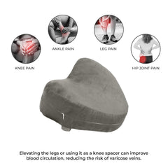 Memory Foam Knee Pillow For Sleeping, Leg Pillow For Pregnancy - Grey | For Back Pain, Side Sleepers, Sciatica & Knee Pain Relief | Knock Knee Pillow For Leg Support, Zipper Velvet Cover