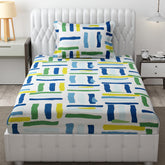 Cotton Printed 1 Single Bedsheet With 1 Large Size Pillow Covers - 60 X 90 Inches, Multicolor | 240 Thread Count - Light Weight, Suitable For All Seasons & Easy To Wash