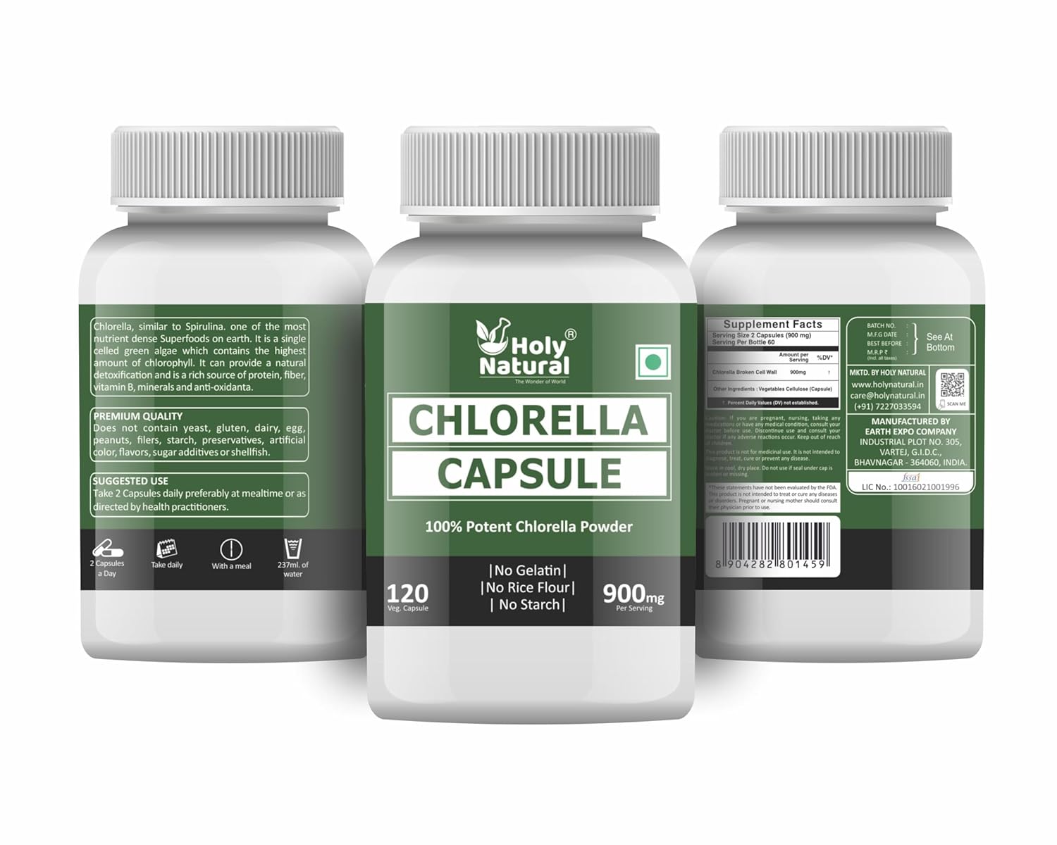 Holy Natural Chlorella Capsule 450mg Help Boost Immunity, Pure & Natural | 120 Capsules 200gm 0.4lbs Holy Natural Chlorella Capsule 450mg Help Boost Immunity, Pure & Natural | 120 Capsules 200gm 0.4lbs