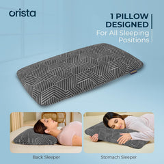 Advance Gel Blended Memory Foam Pillow, For Pain Relief, Grey - 24 X 16 X 2 Inch | Cushions Neck & Shoulder Pain Relief | Orthopedic Thin Pillow For Back Side & Stomach Sleepers - Pack Of 1