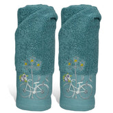 Rangoli 100% Cotton Martin Hand Towels 400 Gsm | Quick Dry, Ultra Soft, Highly Absorbent Printed Hand Towel For Men & Women Luxury & Highly Absorbent Towels - Turquise (Set Of 2)
