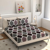Double Bed King Size Bedsheet 90 X 100 Inches, Brown & Grey With 2 Pillow Covers | Soft, Breathable & Durable | Wrinkle Resistant