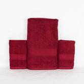 Rangoli 100% Cotton Fibre 1 Bath & 2 Hand Towel 900 Gsm | Highly Durable & Super Absorbent Towel | Skin-Friendly & Quick Drying Luxury Towels (Maroon) - Pack Of 3